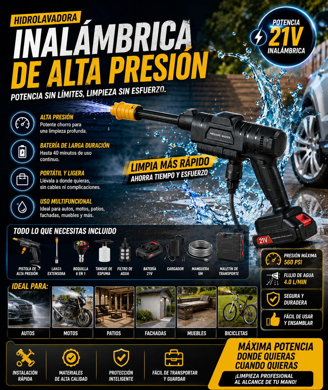 Hidrolavadora de doble batería dt-114