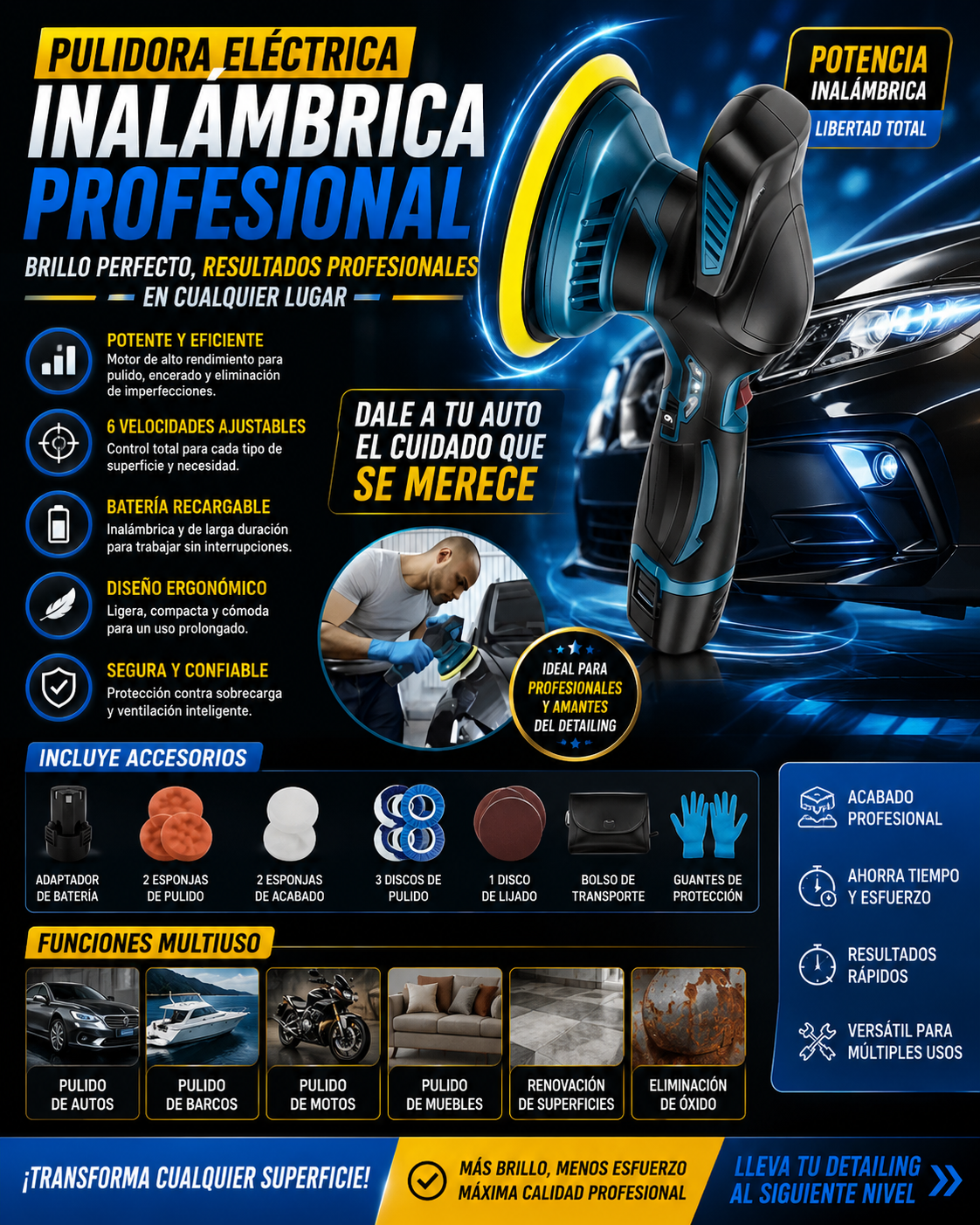 Polichadora Brilladora Inalámbrica