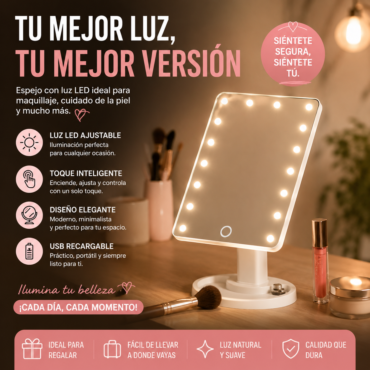 Espejo de Maquillaje LED