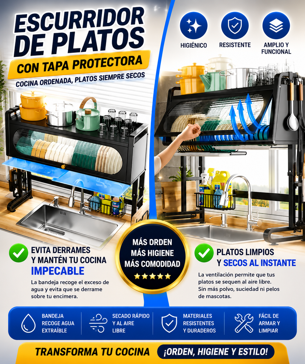 Escurridor 65cm Con Gabinete Platos Loza