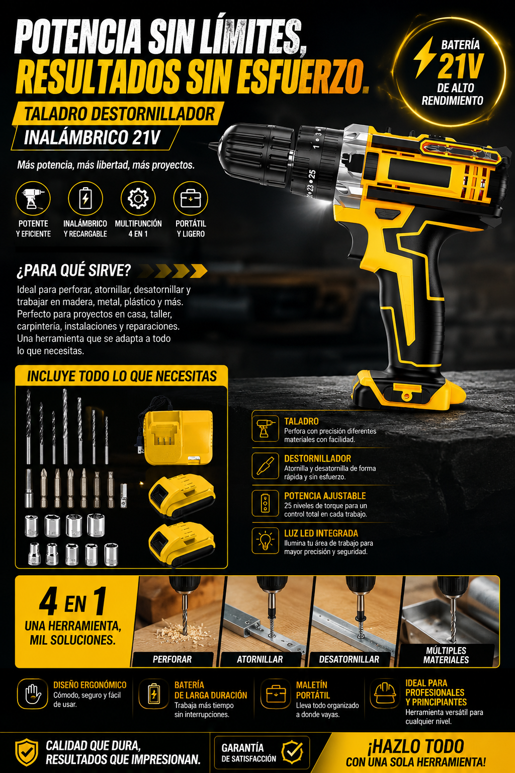 Taladro Destornillador Inalambrico Elect