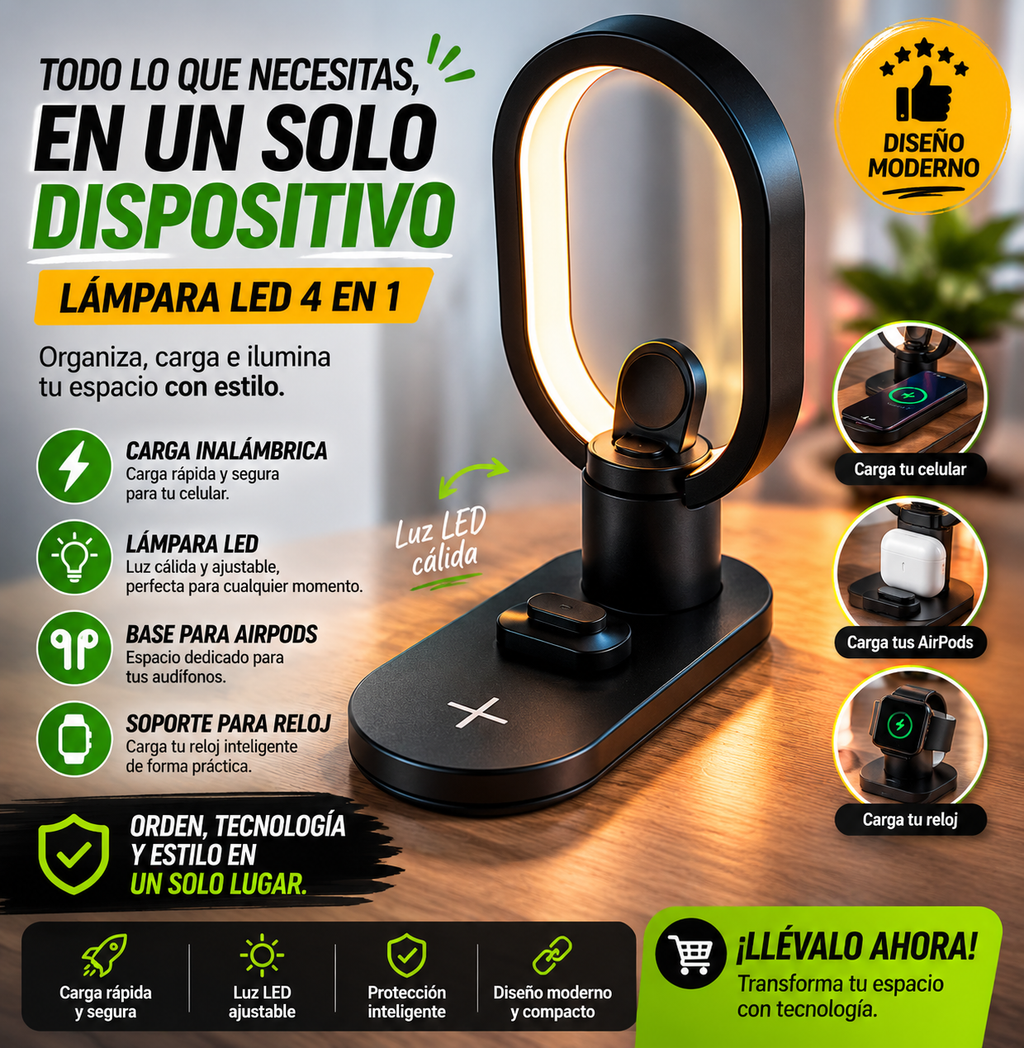 base ay41 cargador inalámbrico 4 en1