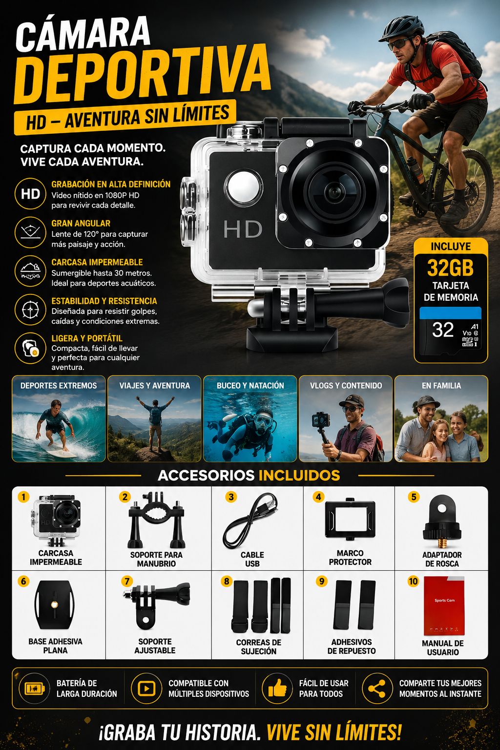 Cámara Go Pro HD