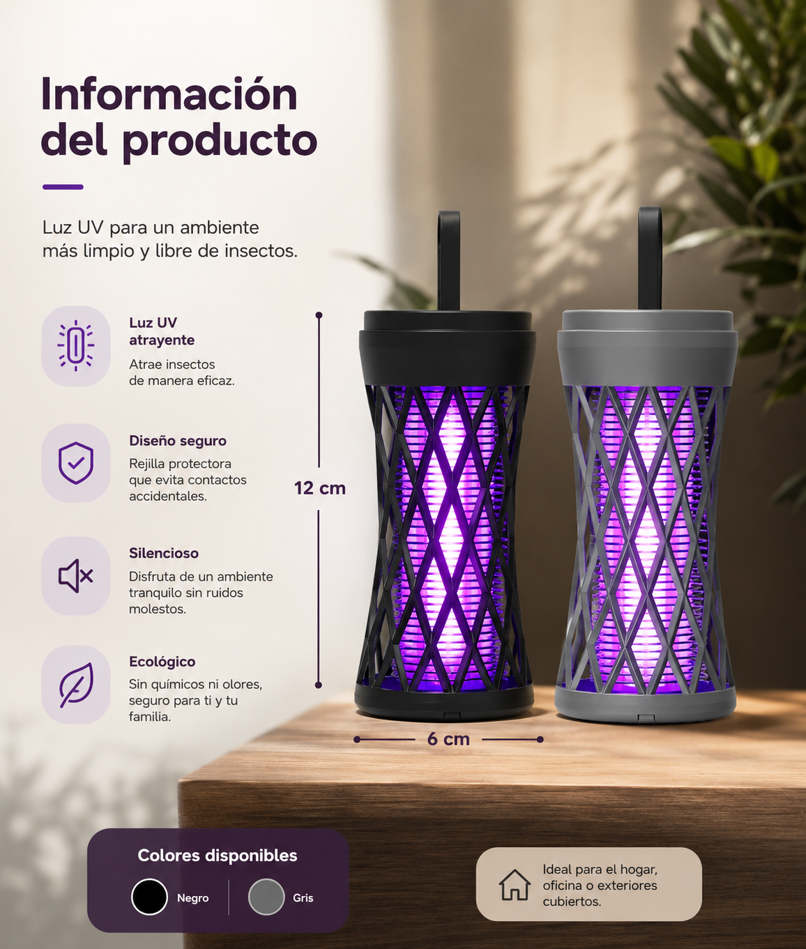 Lampara Mata Mosquitos Portátil Electric