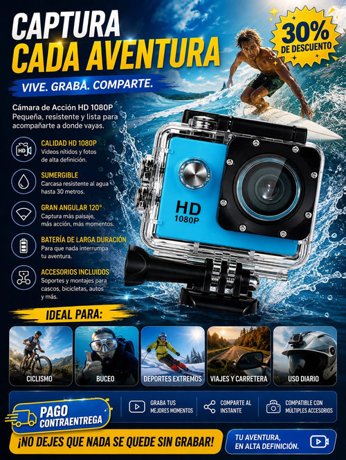 CAMARA PARA MOTO Y DEPORTES 4K HD