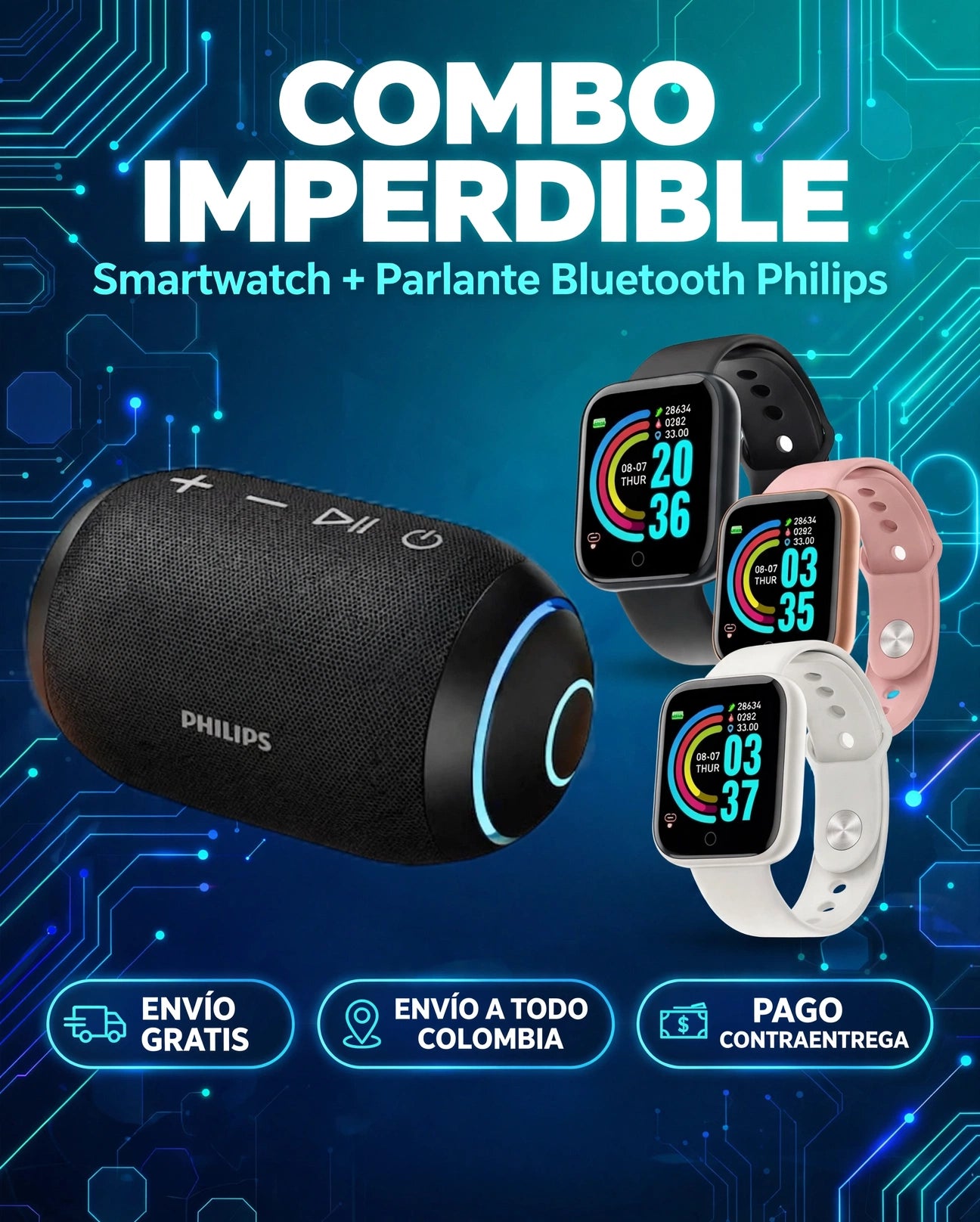 PARLANTE PHILIP ORIGINAL + SMART WATCH D