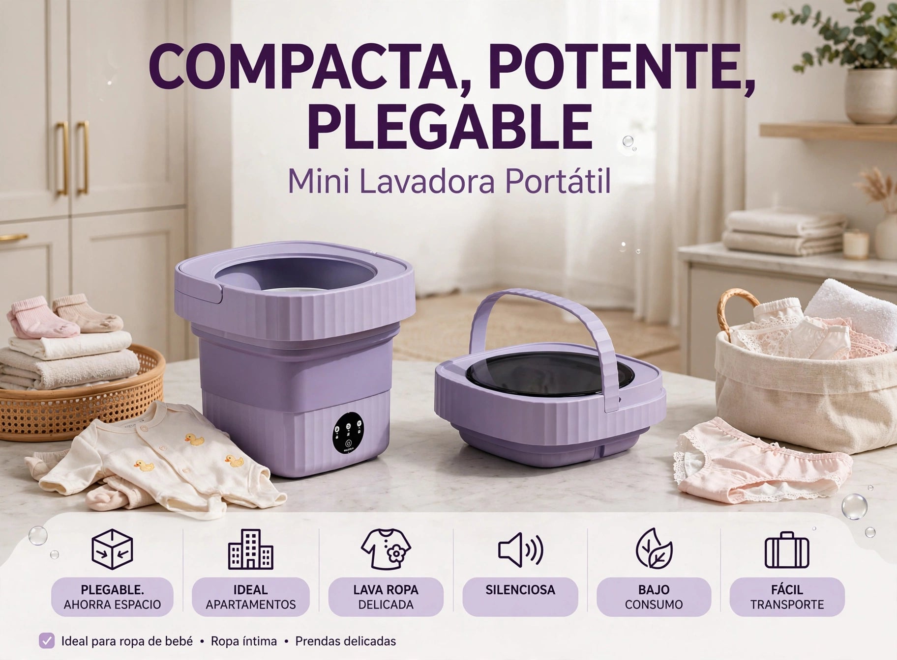 Mini lavadora plegable