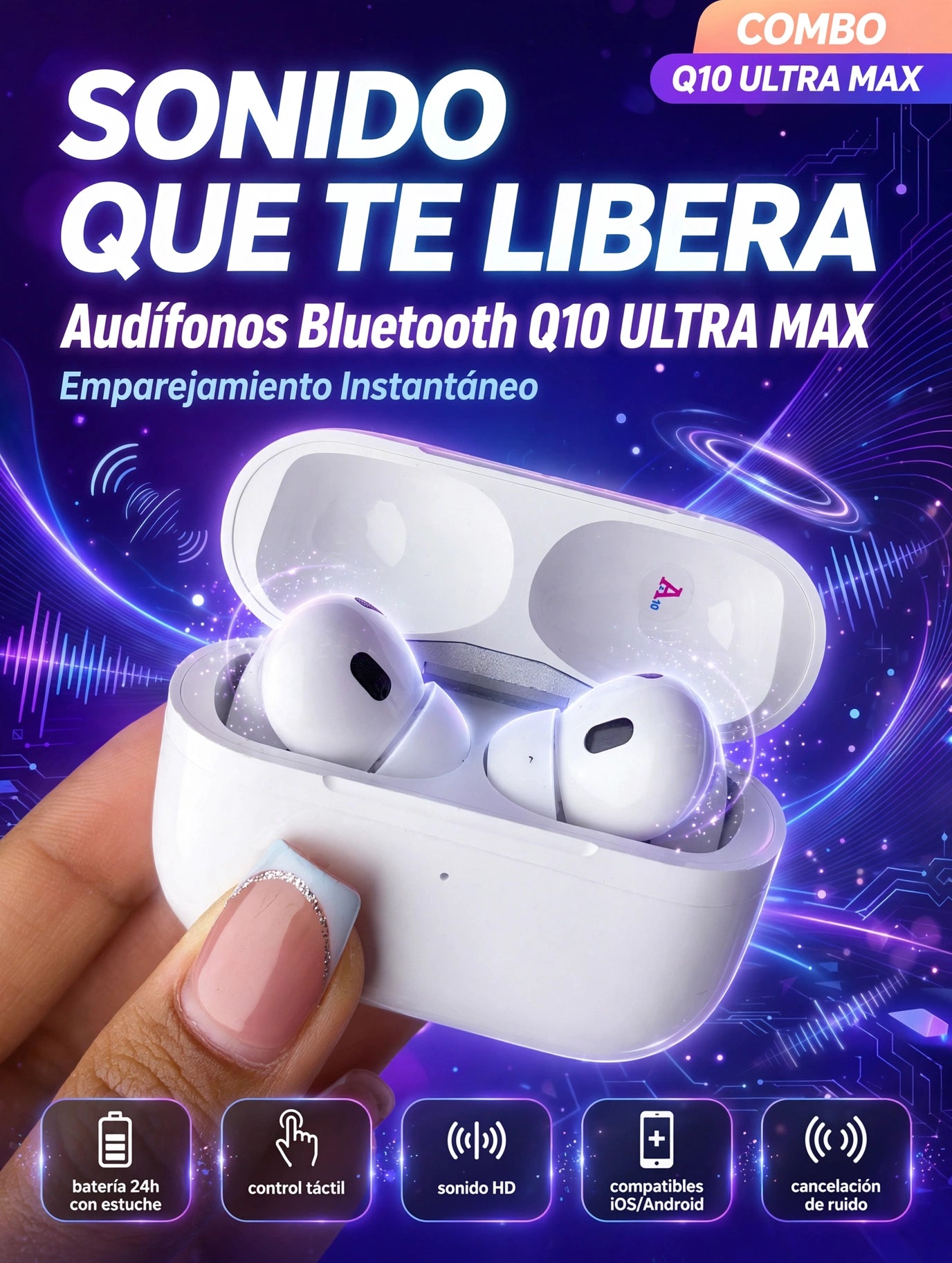 COMBO Q10 ULTRA MAX(2 PULSOS+AURI+RELOJ)