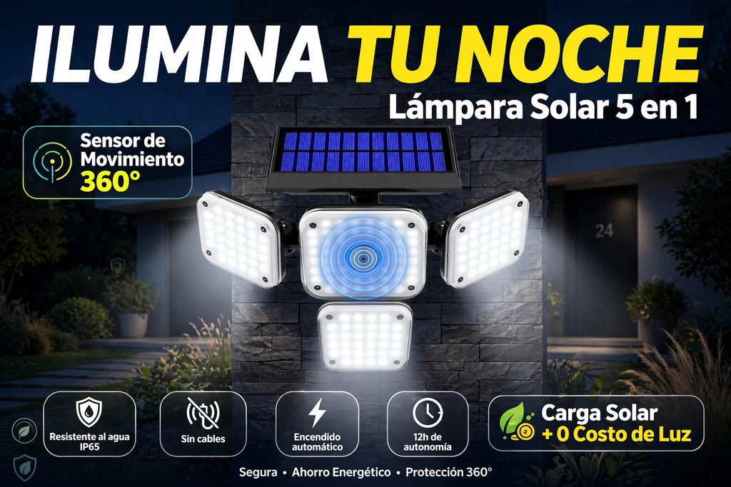 Lampara Solar de 3 Cabezas 192 LED